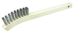 Weiler 95013 Small Hand Wire Scratch Brush, Stainless Steel Fill, Wood Block, 2 x 9 Rows