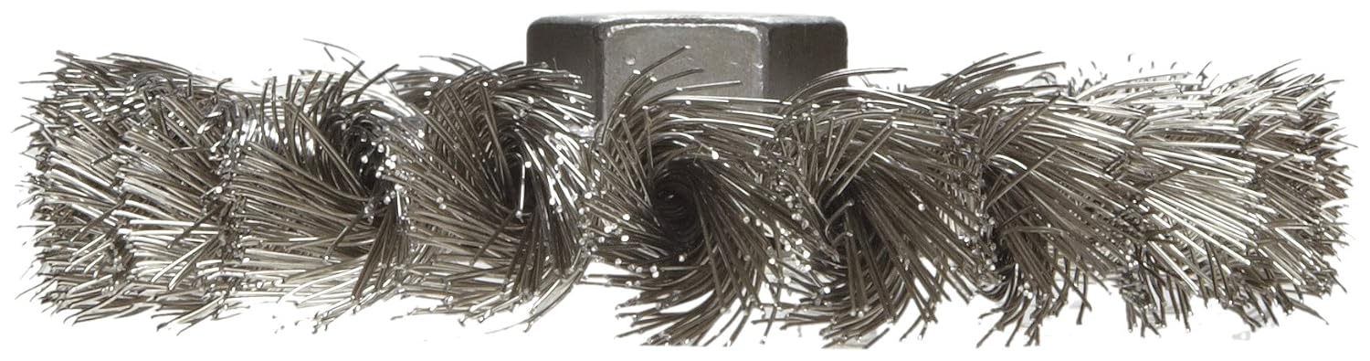 Weiler 13113 Dualife 5/8-11 Arbor 0.014 Wire Size 4 Diameter 1/2 Face Width 302 Stainless Steel Standard Twist Knot Wire Wheel Brush Made in the USA