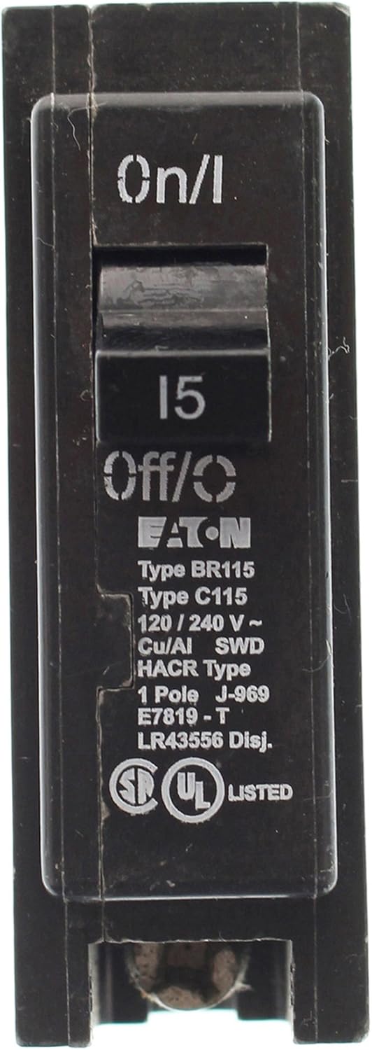 EATON BR115 Circuit Breaker, 120/240VAC 15A