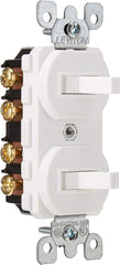 Leviton 5243-W 15 Amp Duplex Style Two 3-Way Combination Switch 120/277 Volt