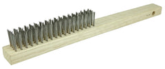 Weiler 25202 Vortec Pro Hand Wire Scratch Brush .012 Stainless Steel Fill Curved Handle 4 x 18 Rows