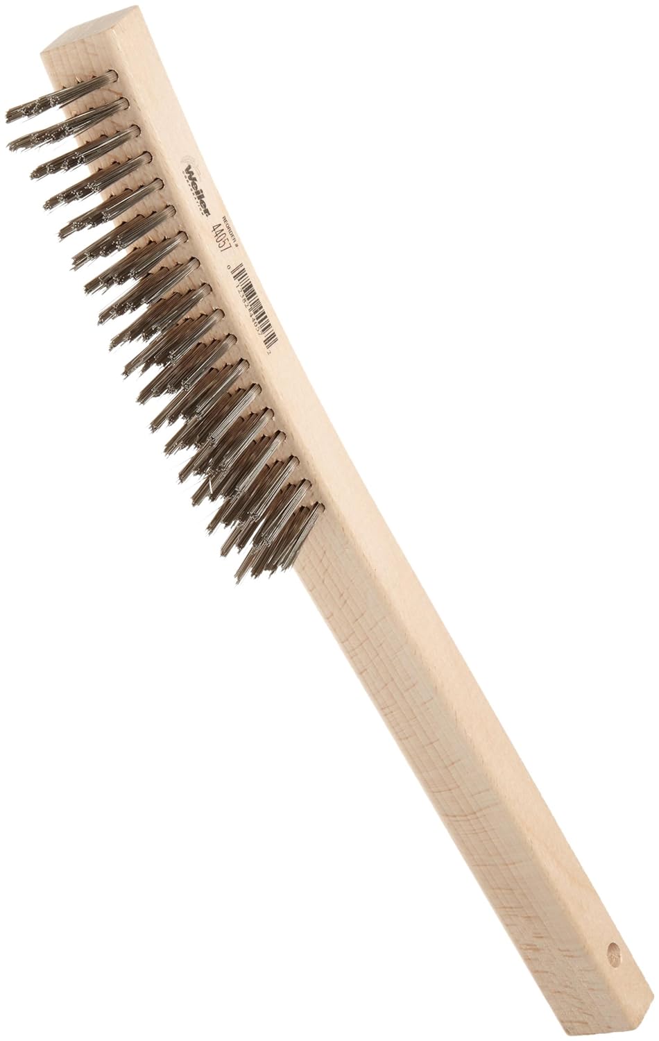 Weiler 44057 Curved Handle Scratch Brush 14 L 4X18 Rows Stainless Steel Wire Wood Handle