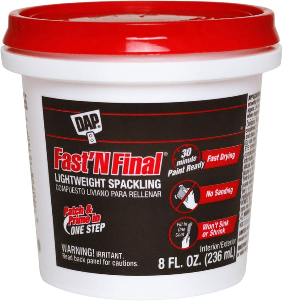 DAP 12140 DAP 12140 Fast N Final Interior Exterior Spackle Power 8 Fl Oz Pack of 1