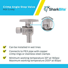 SharkBite 23056LF 1/2 x 1/4 Inch OD Compression Crimp Angle Stop Valve