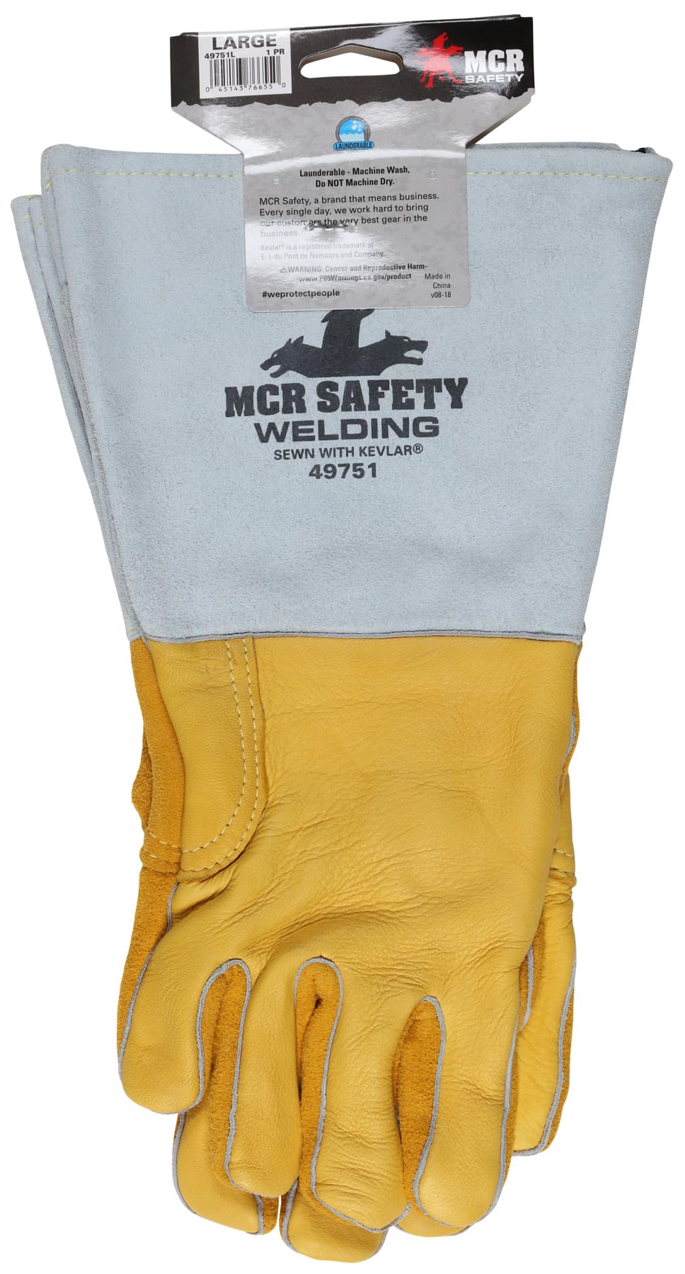 MCR Safety 49751XL Gold Grain Elkskin Leather Welding Glove, Heat Resistant, Kevlar Stitching, Reinforced Thumb, X-Large