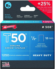 Arrow Fastener 50824 Heavy Duty Staple Flat Crown 1/2in Leg x 3/8in Width 6250pc