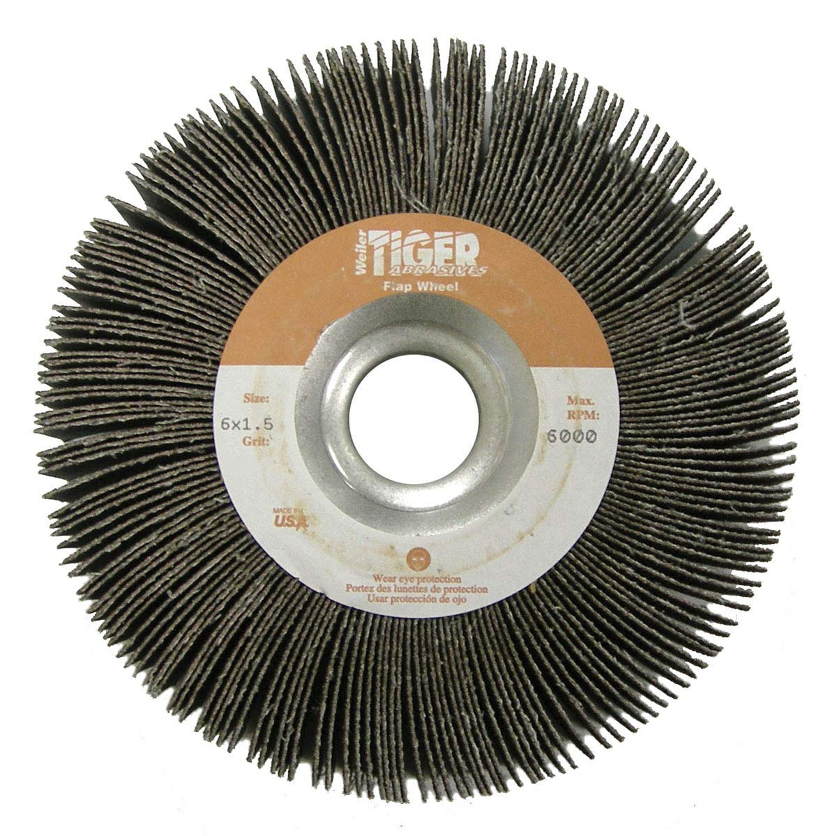 Weiler 53327 6 x 2 Tiger Coated Abrasive Flap Wheel 80AO 1 Arbor Hole