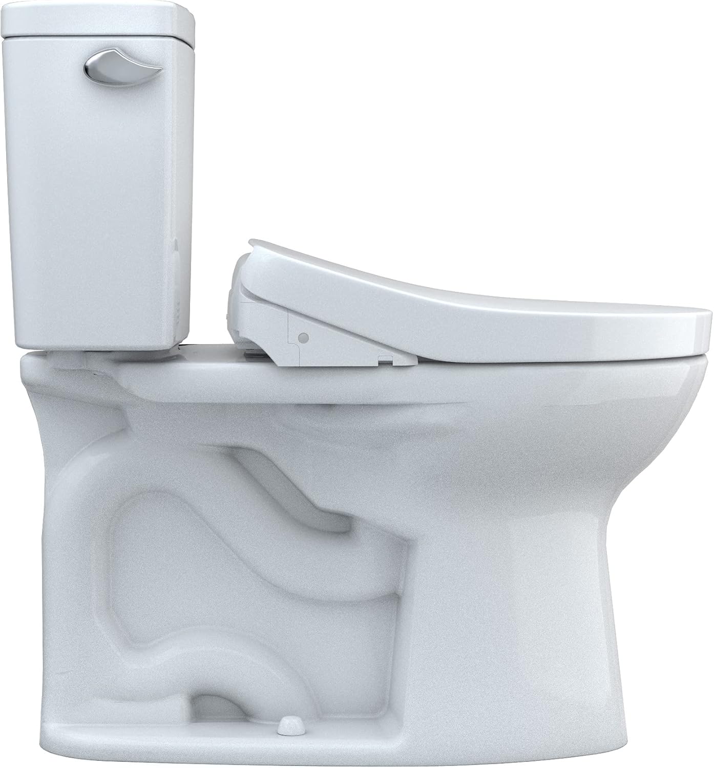 TOTO MW7763046CSFGA#01 Drake Washlet+ Two-Piece Elongated 1.6 GPF Universal Height Tornado Flush Toilet Auto Flush Cotton White