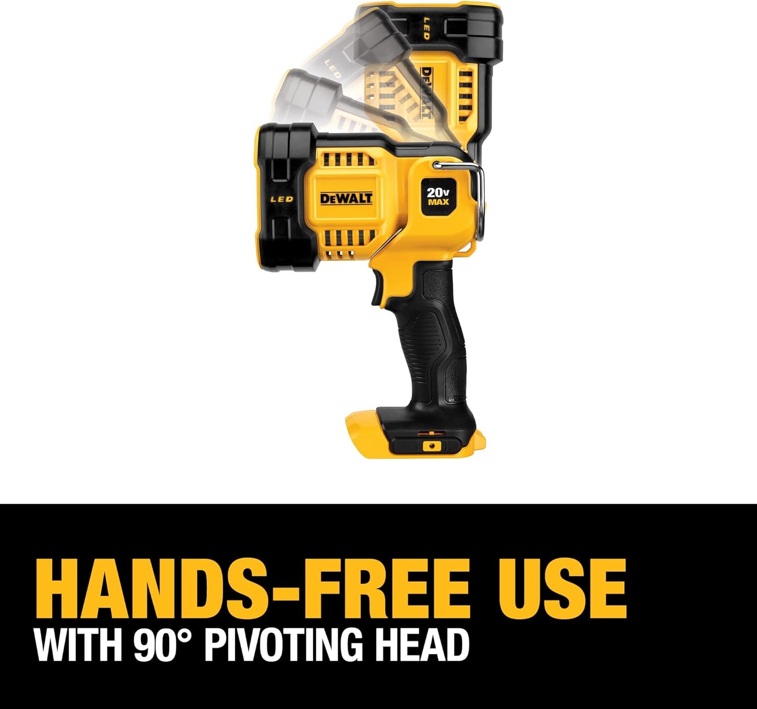 DeWalt DCL043 20V Max Jobsite LED Spotlight 508 Yards 90 Degree Pivoting Head 1500 Lumens Cordless