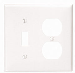 Leviton 80705-W 2-Gang 1-Toggle 1-Duplex Device Combination Wallplate Standard Size