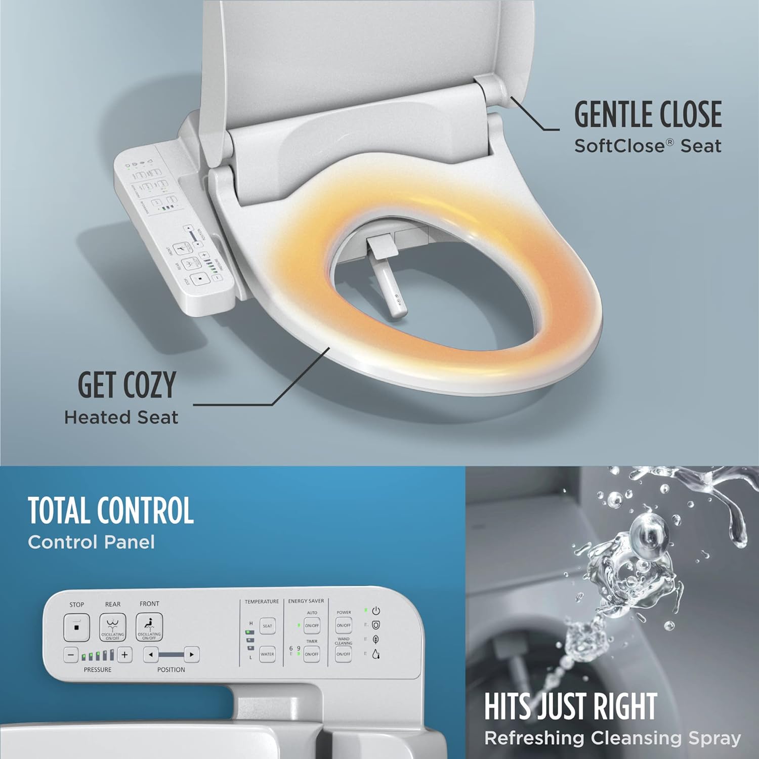 TOTO SW3004#01 Washlet A2 Electronic Bidet Toilet Seat with Heated Seat and SoftClose Lid, Elongated Cotton White