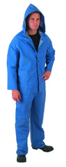 MCR Safety 2433L Classic Plus PVC/Polyester 3-Piece Corduroy Collar Rain Suit with Detachable Hood and Bibpant, Blue, Large