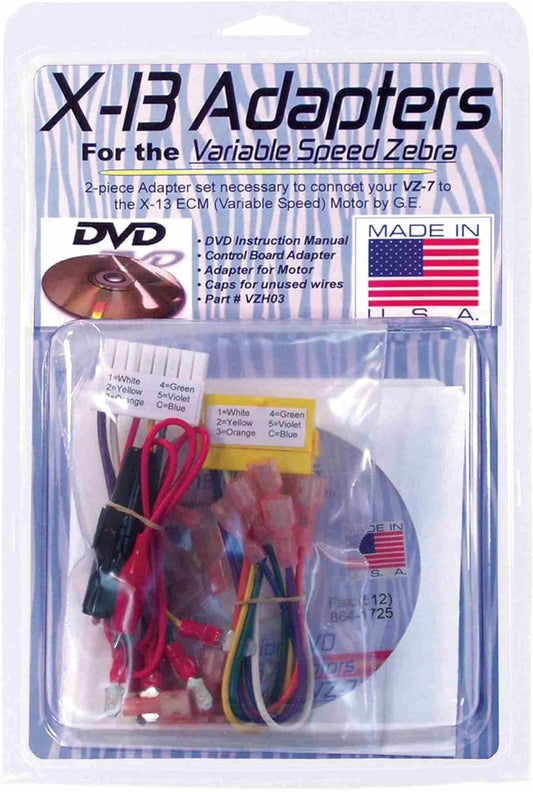 Zebra Instruments VZH03 X-13 and Evergreen Motor Adapters with DVD for Variable Speed Zebra