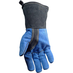 Caiman 1506 Premium Split Cowhide MIG/Stick Welding Gloves, 14 inches, Large, Blue