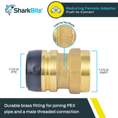 SharkBite UXL113532F 1-1/4 Inch Push x Female Brass Adapter