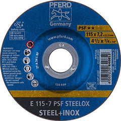 Pferd 61002 4-1/2 x 1/4 Grinding Wheel, 7/8 AH A 24 L PSF-INOX Type 27