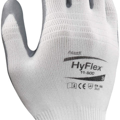 Ansell 11-800-10 HyFlex 15G White Nylon Oil-Free Liner, Gray Nitrile Rubber Palm Coat, Size 10