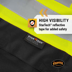 Pioneer V1021571U-2/3XL Safety Vest - Hi Vis Reflective Solid Neon, 8 Pockets, Adjustable for Construction & Traffic Work