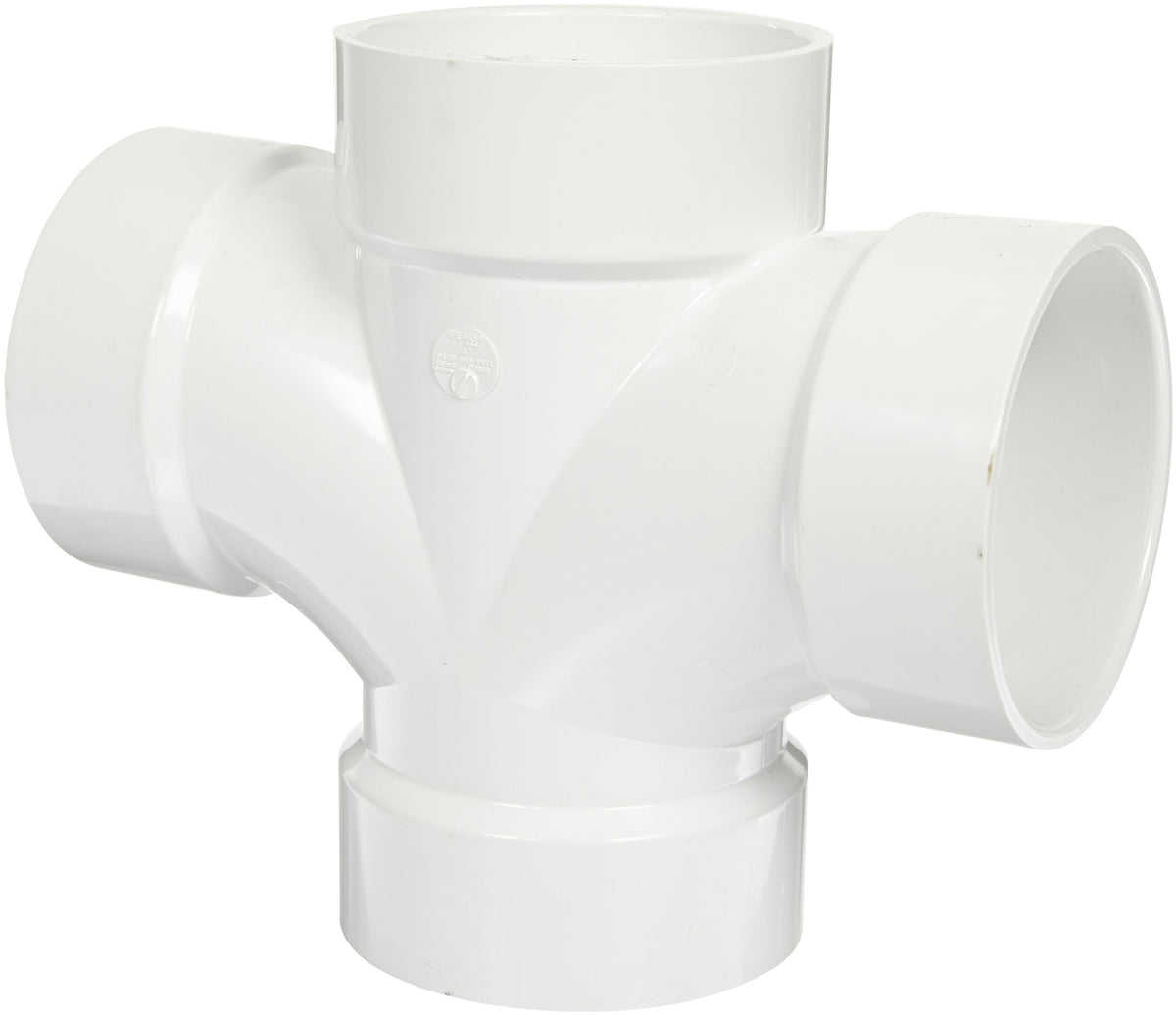 Spears P428-040 PVC DWV Double Sanitary Tee 4 Inch Hub Domestic