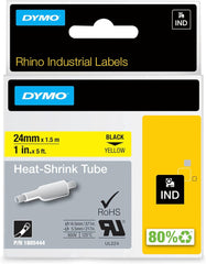 DYMO 1805444 Heat-Shrink Tube Black on Yellow Cable Label 1 Inch x 5 Feet