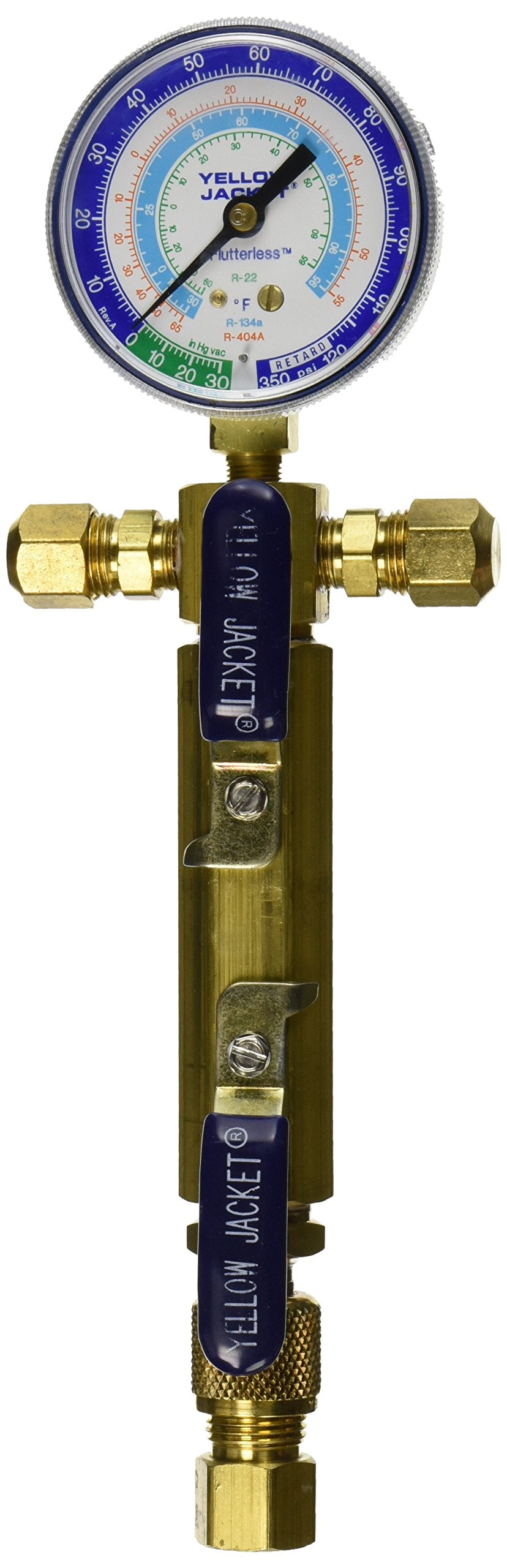 Yellow Jacket 93860 Evacuation Manifolds 2 Valves with Lo-Side Gauge Mount with 1/2 Female Flare