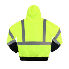 West Chester 47500/4XL ANSI Class 3 Zip-Front Hoodie Hi-Vis Yellow Black Bottom