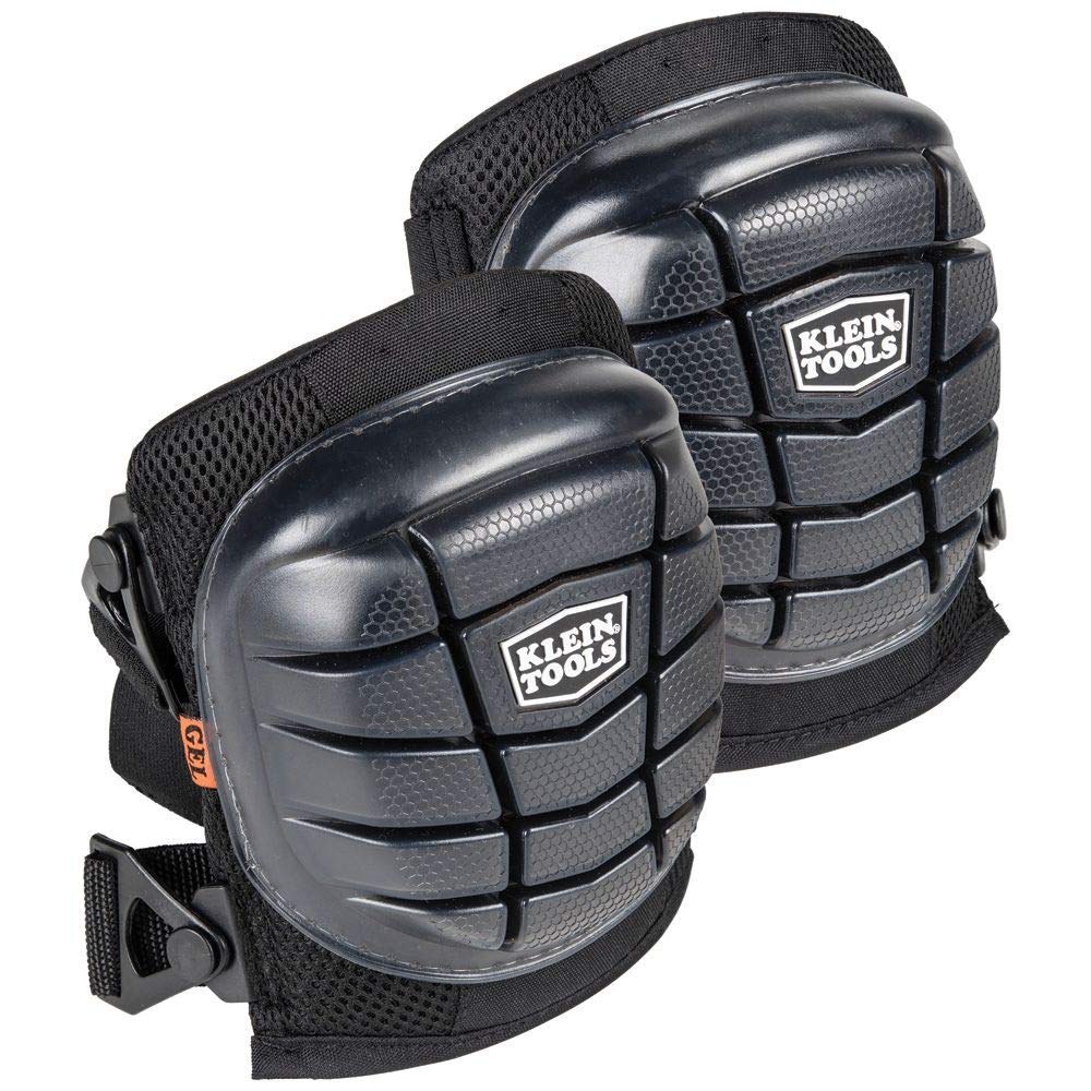 Klein Tools 60184 Lightweight Gel Knee Pads with Rubber Cap, TPE/Neoprene/EVA Foam/Polyester/Nylon, Clip Closure