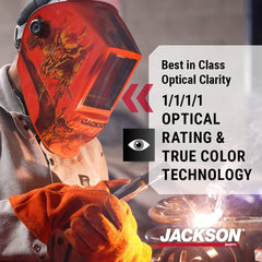 Jackson Safety 47101 Premium Auto Darkening Welding Helmet 3/5-13 Shade Range 1/1/1/1 Optical Clarity