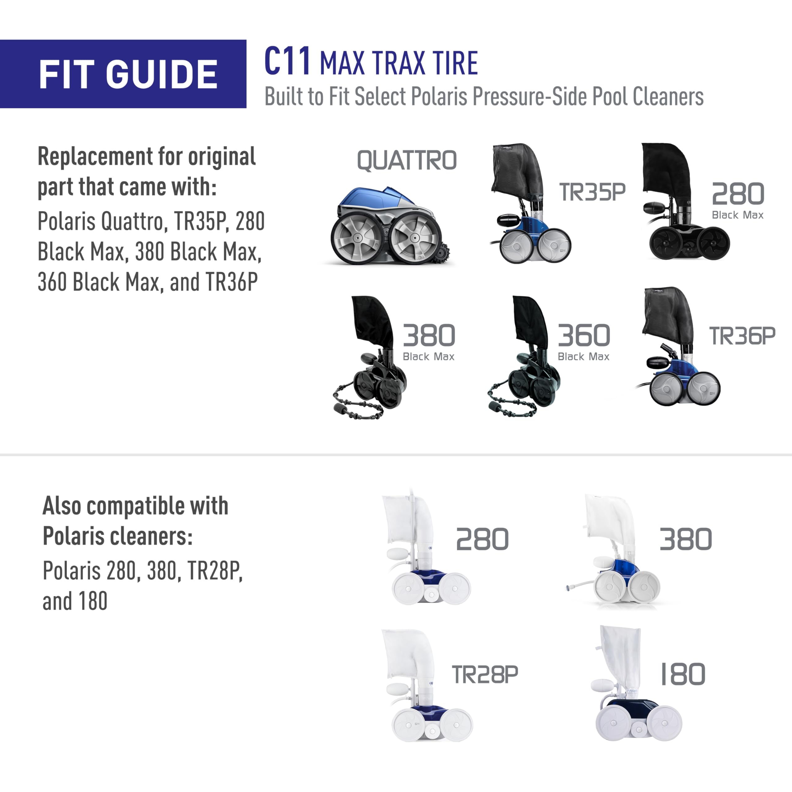 Polaris C11 MaxTrax Tire Black Replacement