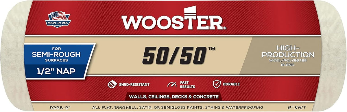 Wooster R295-9 Wooster 50/50 Roller Cover, 1/2-Inch Nap, 9-Inch