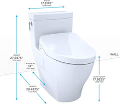 TOTO MW6263046CEFG Aimes One-Piece Elongated S500e Bidet Seat 1.28 GPF Cotton White