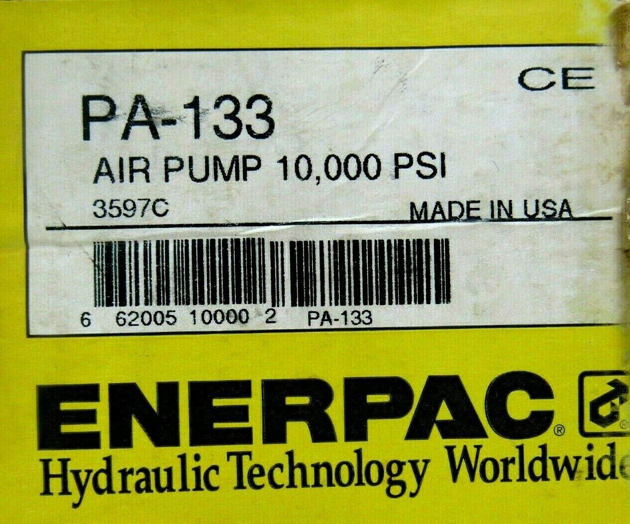 Enerpac PA133 Air Hydraulic Pump 10000 PSI 36 in3 8 in3/min Flow