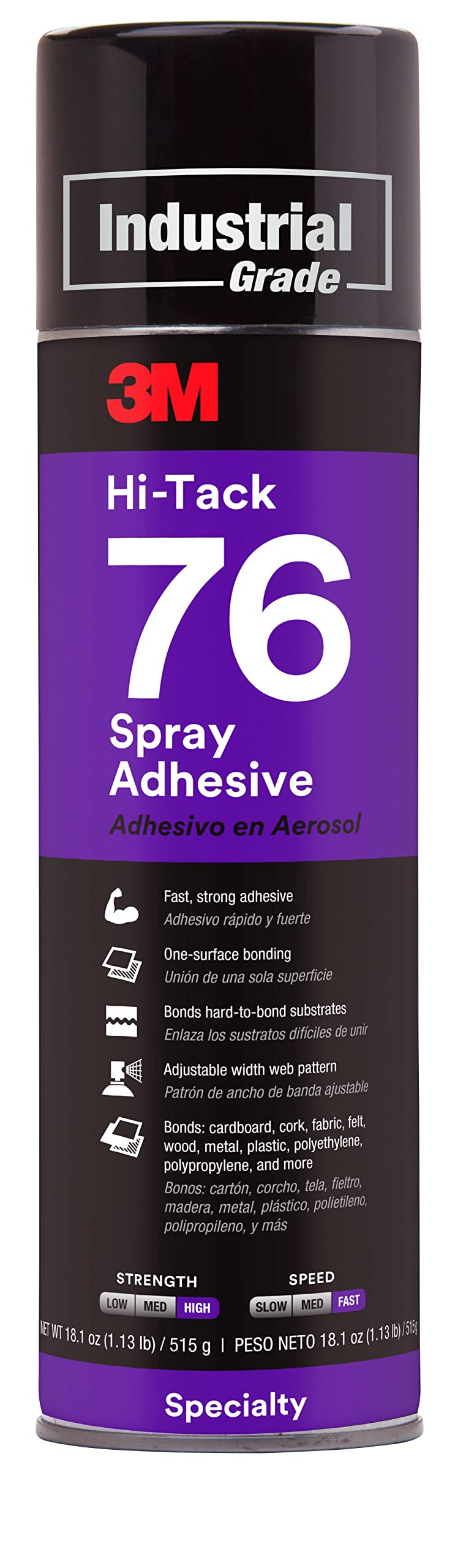 3M 7000046589 Hi-Tack 76 Spray Adhesives 24 oz Tube Clear/Amber