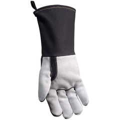 Caiman 1504-1 Premium Split Cowhide MIG/Stick Welding Gloves, Flame Resistant Cuff, Gray/Black Large