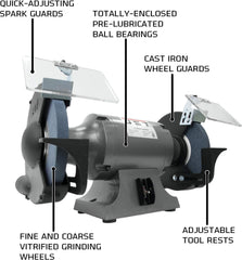 Jet 577103 10-Inch Bench Grinder 1725 RPM 115V