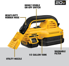 DEWALT DCV517M1 Hand Vacuum Cordless 1/2 Gallon Wet/Dry Vac Kit