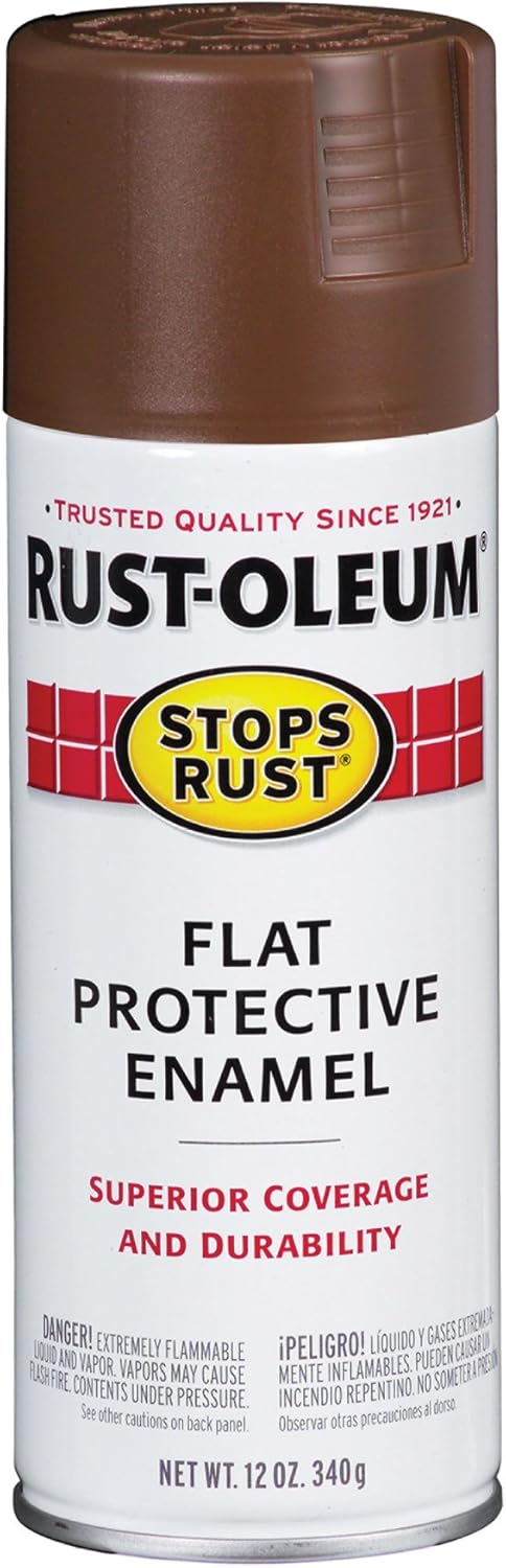 Rust-Oleum 214085 12 Oz Brown Stops Rust Flat Protective Enamel Set of 6