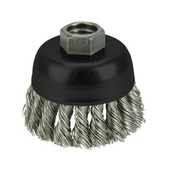 Weiler 13258 2-3/4 Single Row Knot Wire Cup Brush .020 Stainless Steel Fill 5/8-11 UNC Nut