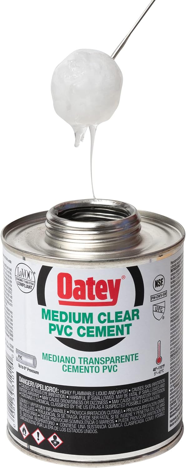 Oatey 31020 PVC Cement Clear 32 oz Medium