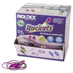 Moldex 6404 Rockets Tapered Styrene Corded Earplug Purple 50 Count