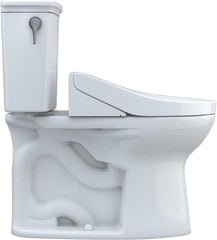 TOTO MW7863084CEFG.10#01 Drake Transitional WASHLET+ Two-Piece Elongated 1.28 GPF Universal Height TORNADO FLUSH Toilet with C5 Bidet Seat Cotton White