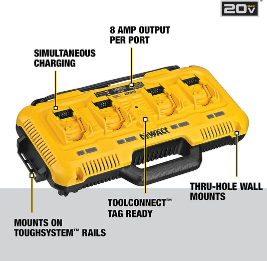 DEWALT DCB104 20V MAX Battery Charger 4-Port Simultaneous Charging