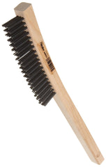 Weiler 44053 Hand Wire Scratch Brush .012 Steel Fill Curved Handle 3 x 19 Rows