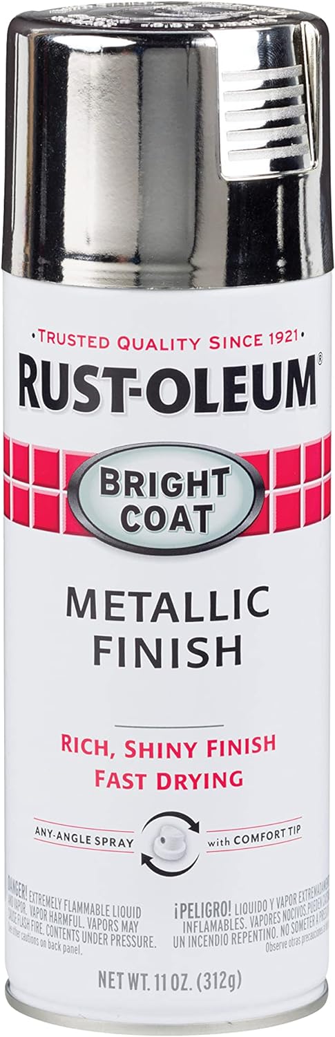 Rust-Oleum 7718830 Stops Rust Bright Coat Metallic Spray Paint, 11 Ounce, Chrome