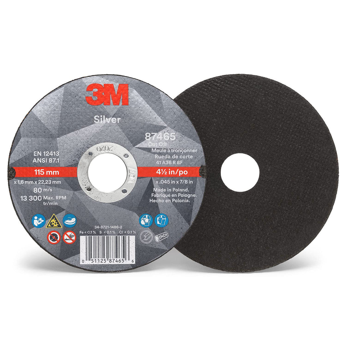 3M 7010412152 Silver Cut-Off Wheel Ceramic Grain 36 Grit Time T1 6 Inches x 7/8 Inches Lot of 50