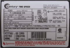 Century B2983 Electric Motor 1.5 hp 230 Volts 56Y Frame Replacement B2983