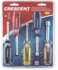 Crescent CND5SAEN 5 Piece SAE Solid Shaft Tri-Lobe Acetate Nutdriver Set