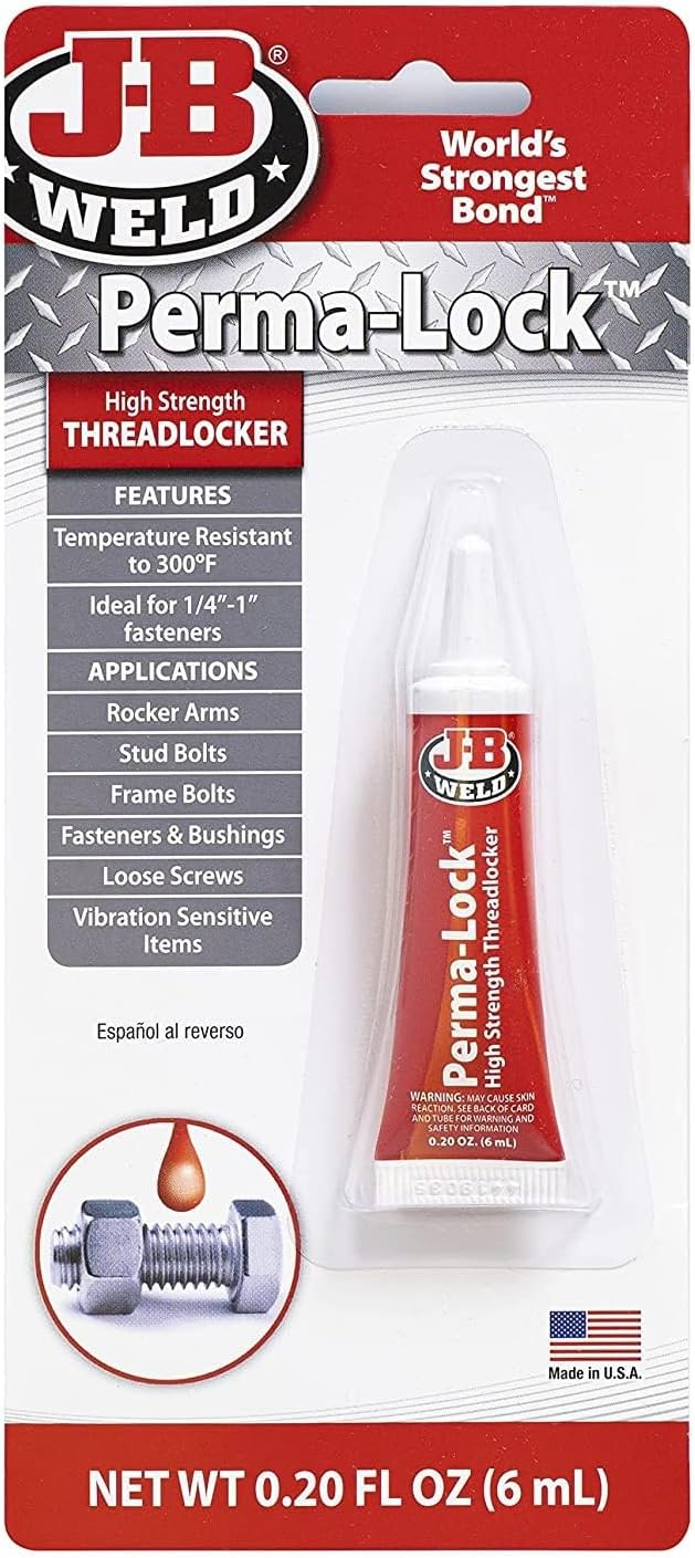 J-B Weld 27106 Perma-Lock High Strength Threadlocker - Red - 6 ml