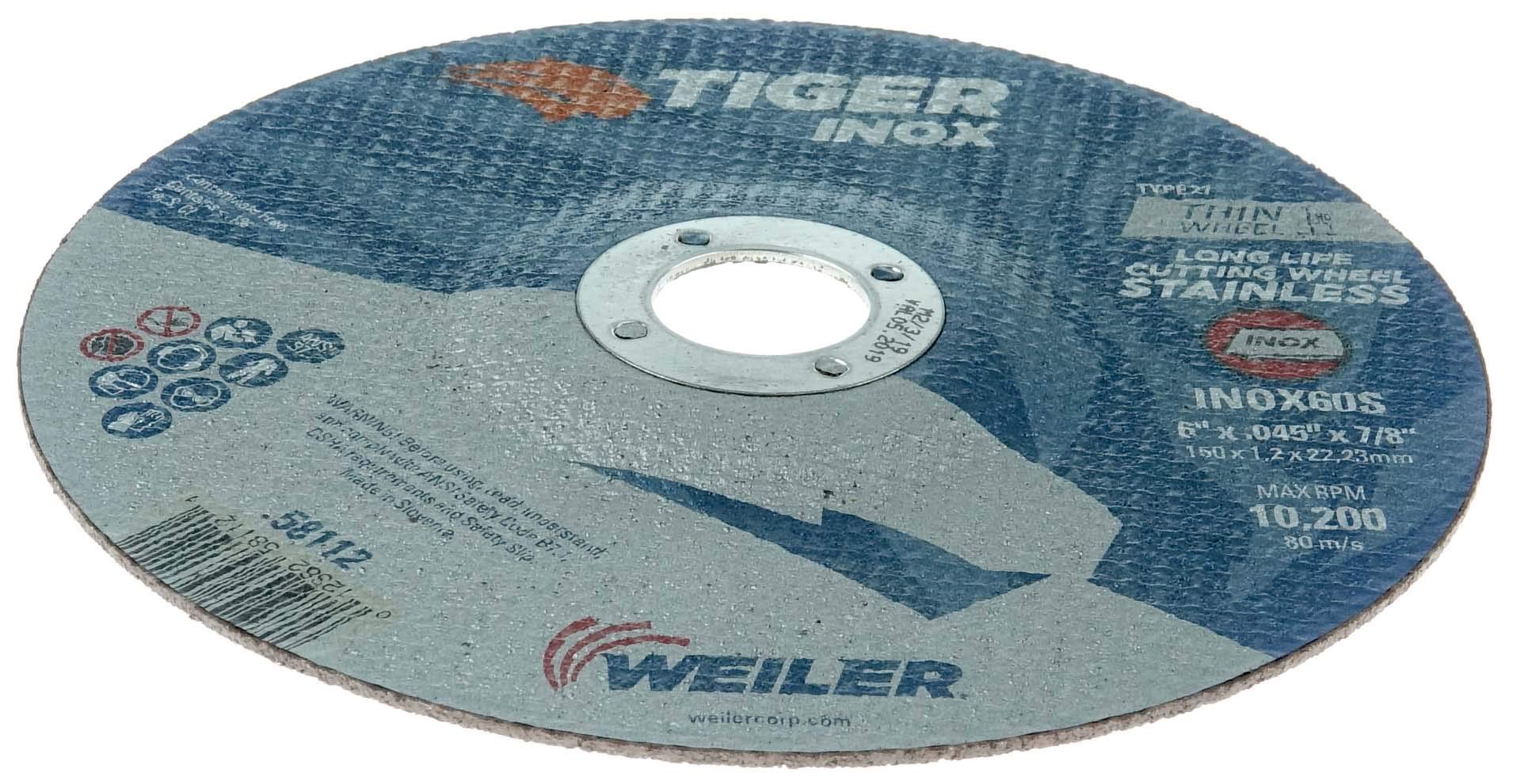 Weiler 58112 Cutting Wheel Stainless Steel 6 Inch Pack of 25