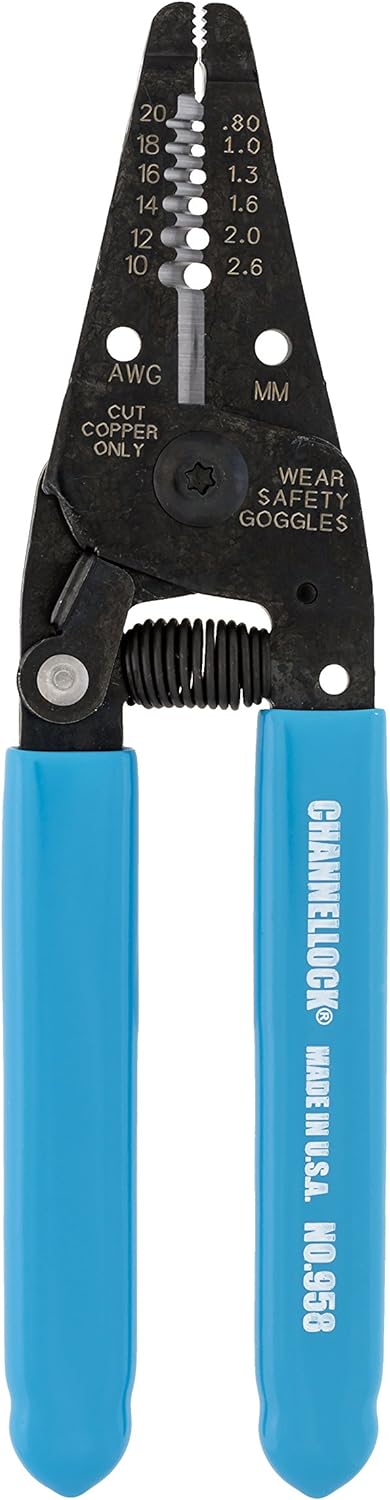 Channellock 958 Wire Stripper and Cutter 6-Inch Blue Handle